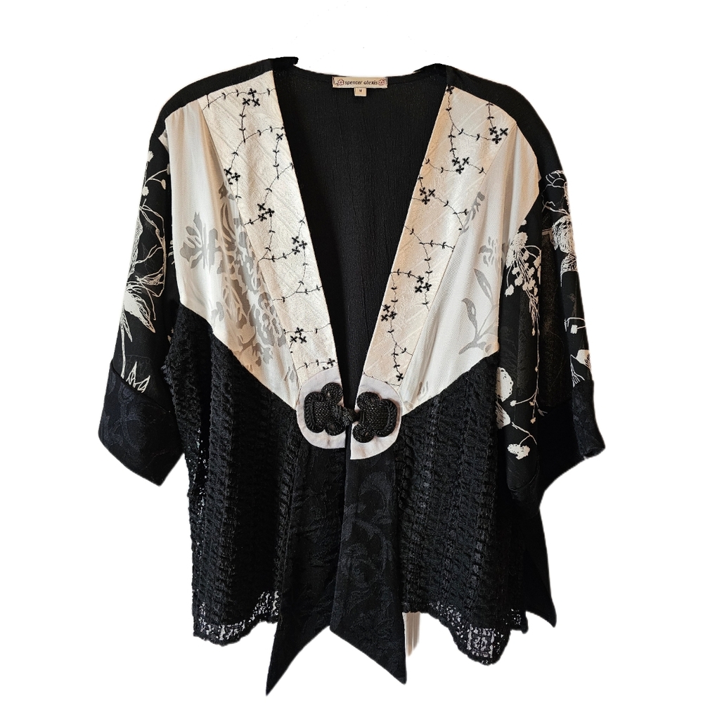 SPENCER ALEXIS Vintage Burnout Patchwork Kimono Jacket sz M Women's Lagenlook